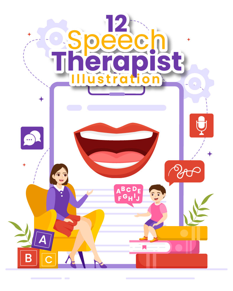 12 Speech Therapist Vector Illustration