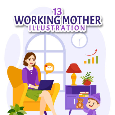 Mother Working Illustrations Templates 343996