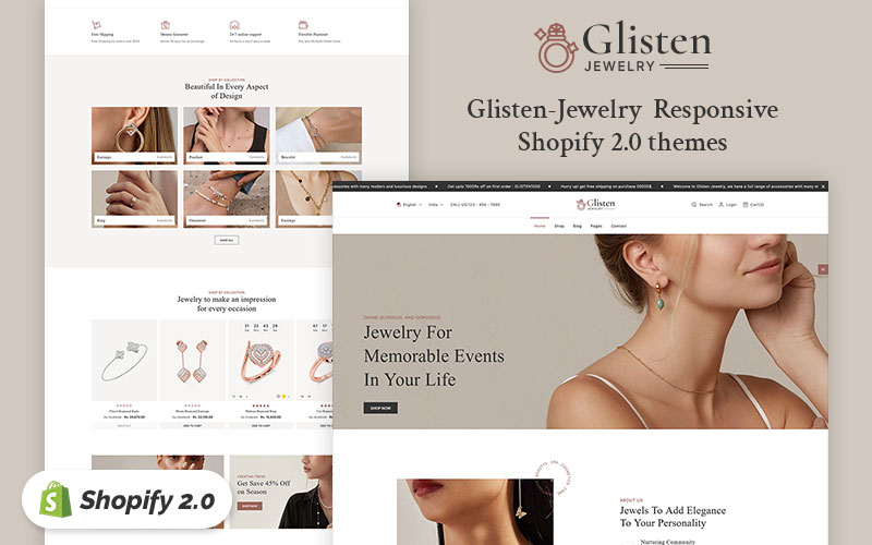 Glisten - Modern Jewelry Store Shopify 2.0 Responsive Theme