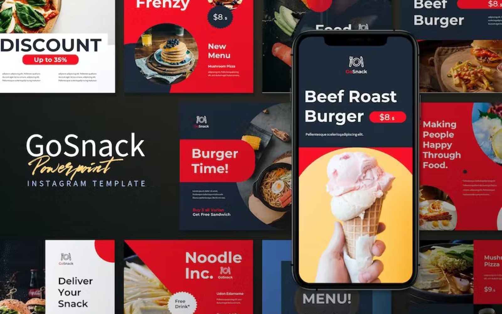 Gosnack - Culinary Instagram Powerpoint Template