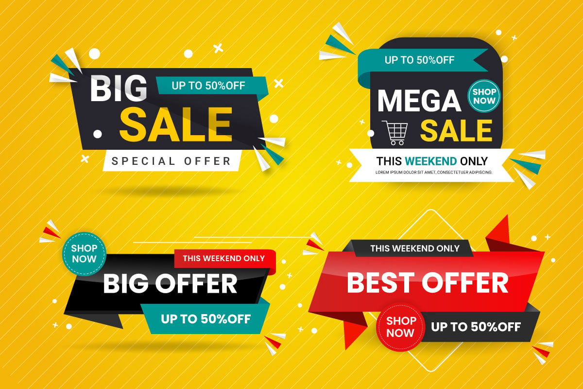 Vector sale  banner promotion set template with color background and super offer banner