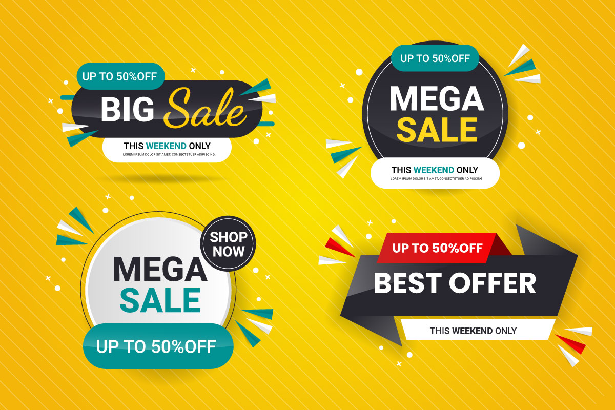 Vector sale  banner promotion set template with color background and super offer