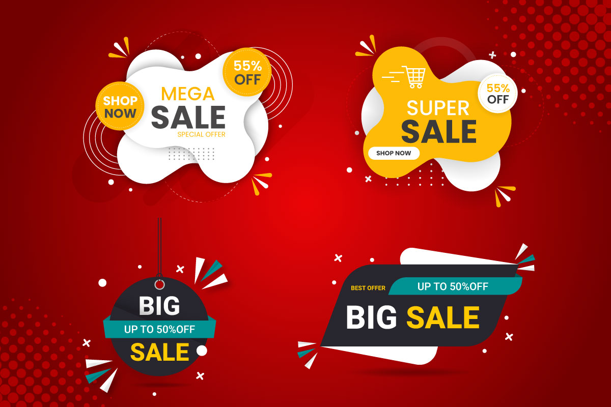 Vector sale  banner promotion set template with color background and super offer banner  style