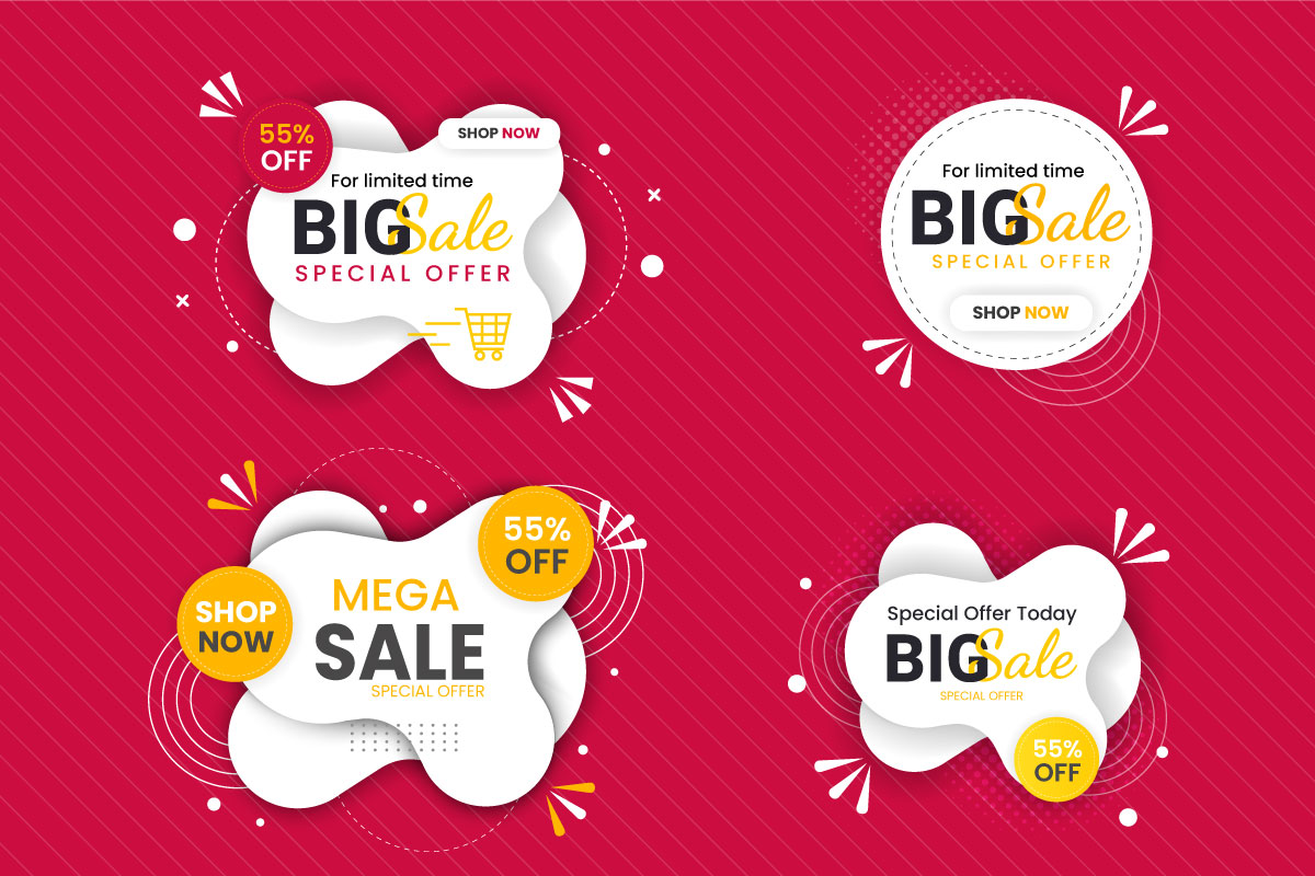 Vector sale  banner promotion set template with color background