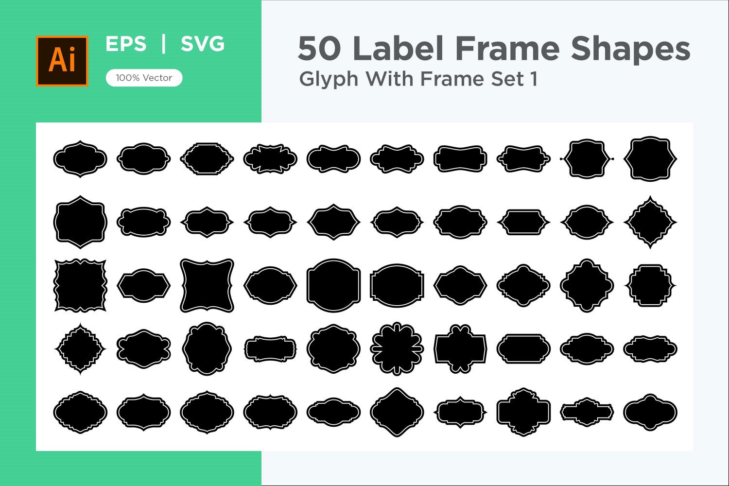 Label Frame Shape - Glyph With Frame -50_ Set V 1