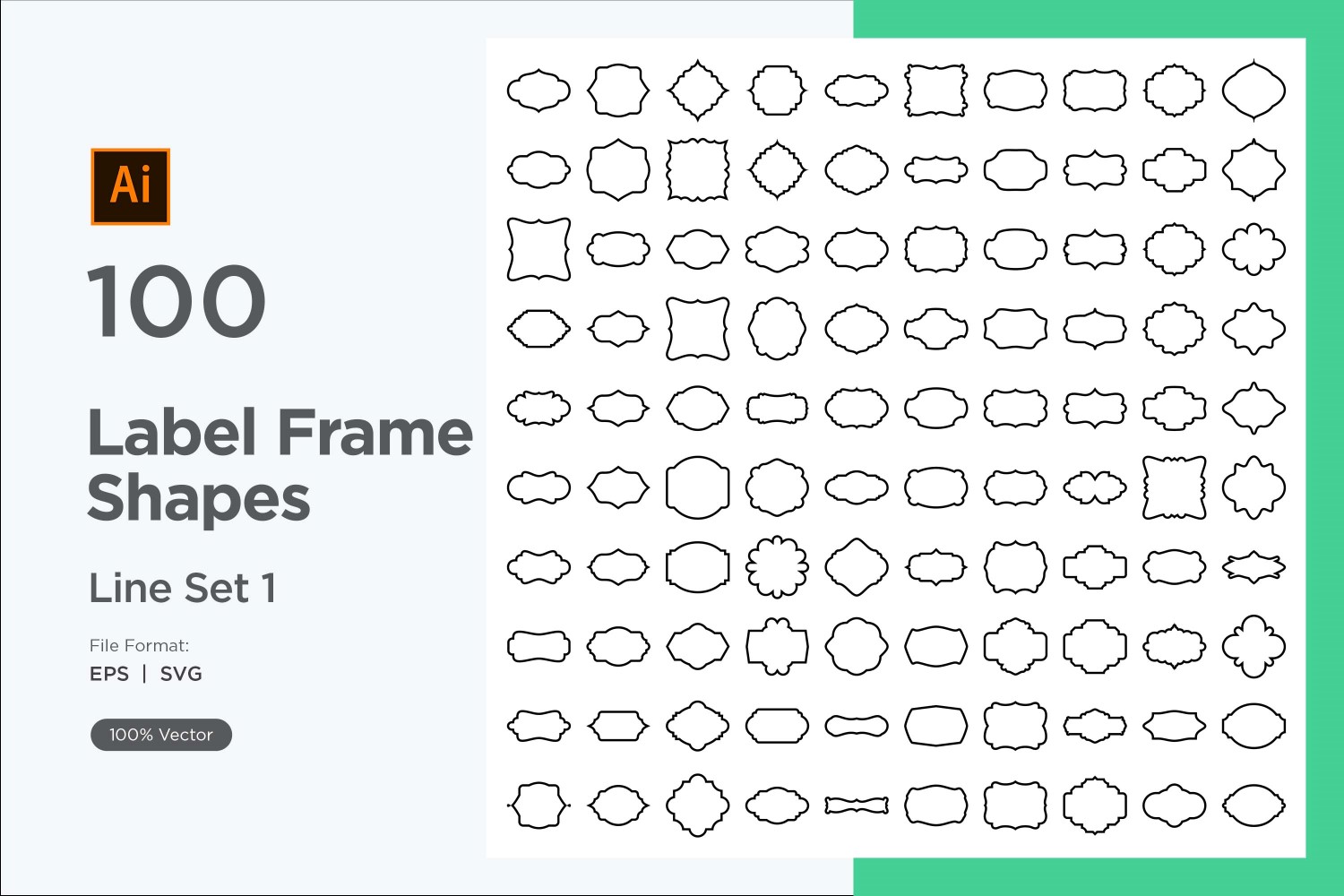 Label Frame Shape - Line -100_ Set 1