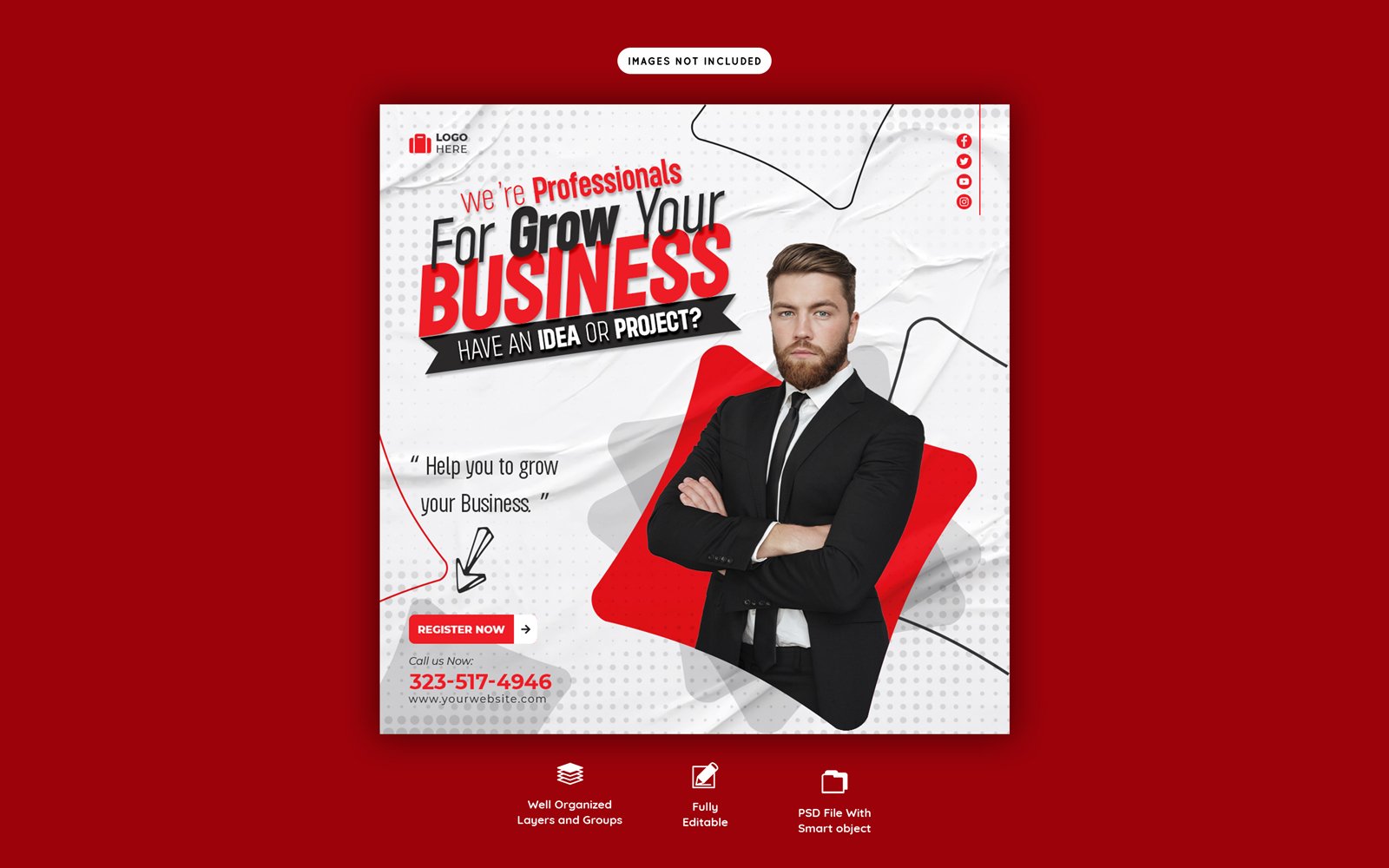 Business Marketing Agency And Corporate Social Media Post Template