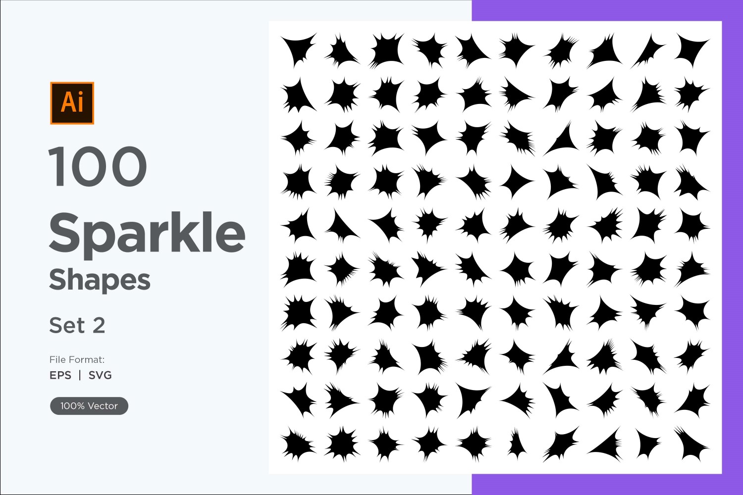 Sparkle shape symbol sign Set 100-V-2