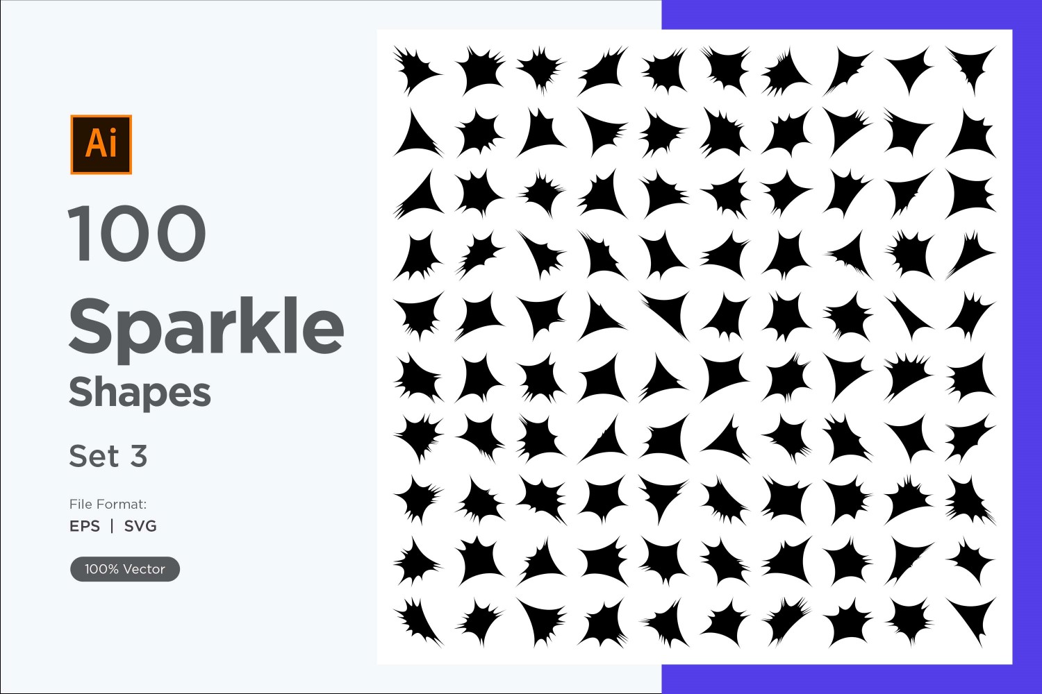 Sparkle shape symbol sign Set 100-V-3