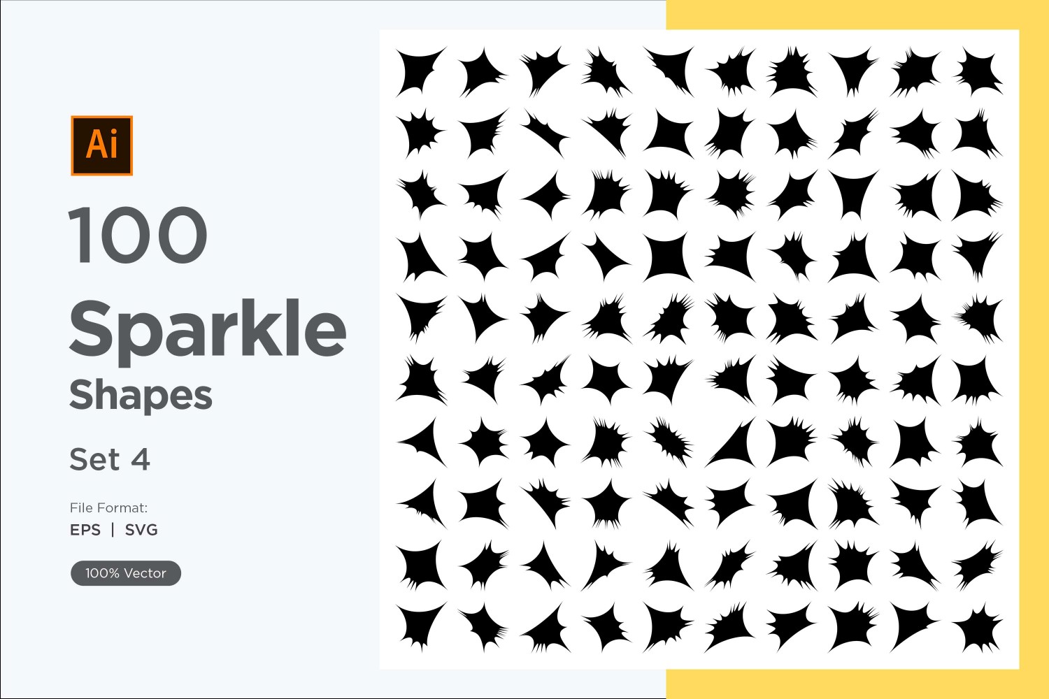 Sparkle shape symbol sign Set 100-V-4