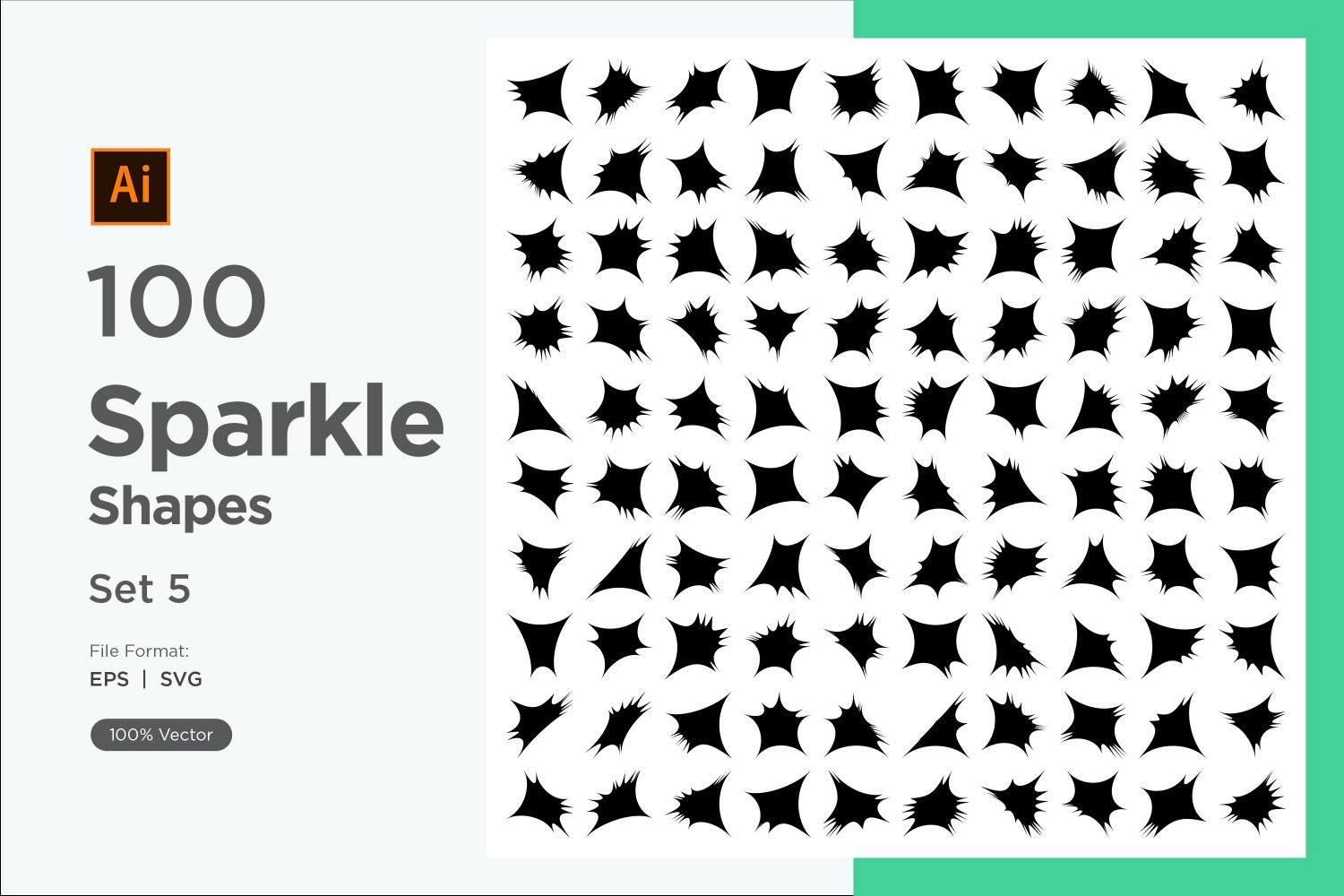 Sparkle shape symbol sign Set 100-V-5