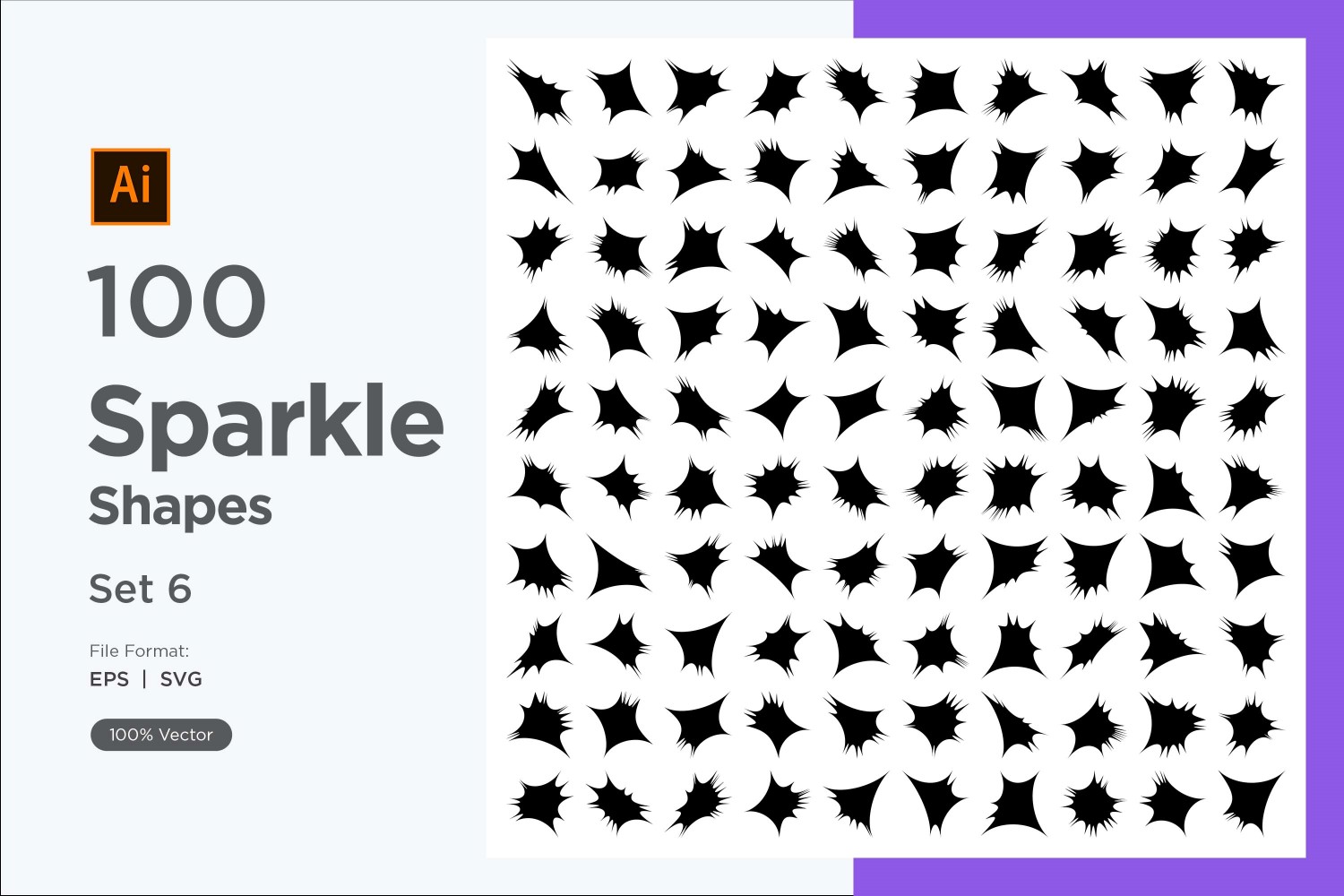 Sparkle shape symbol sign Set 100-V-6