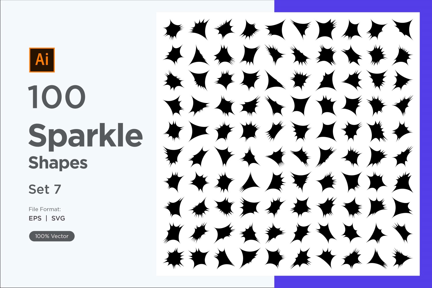 Sparkle shape symbol sign Set 100-V-7