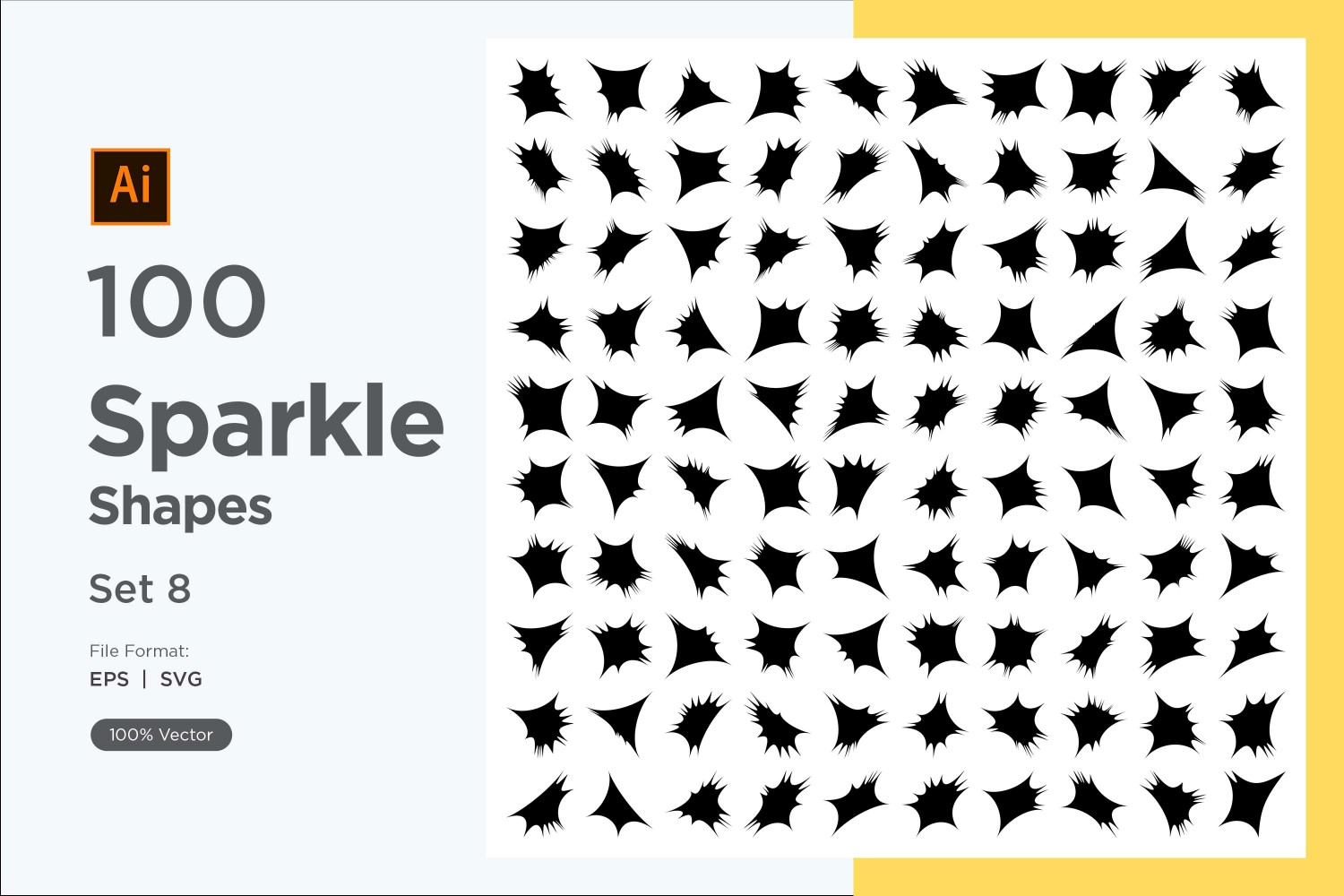 Sparkle shape symbol sign Set 100-V-8