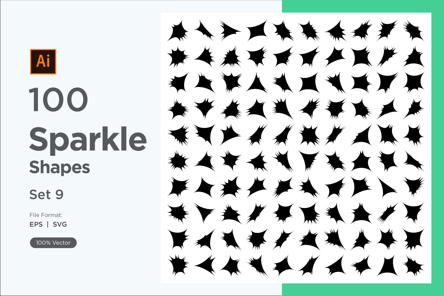 Sparkle shape symbol sign Set 100-V-9