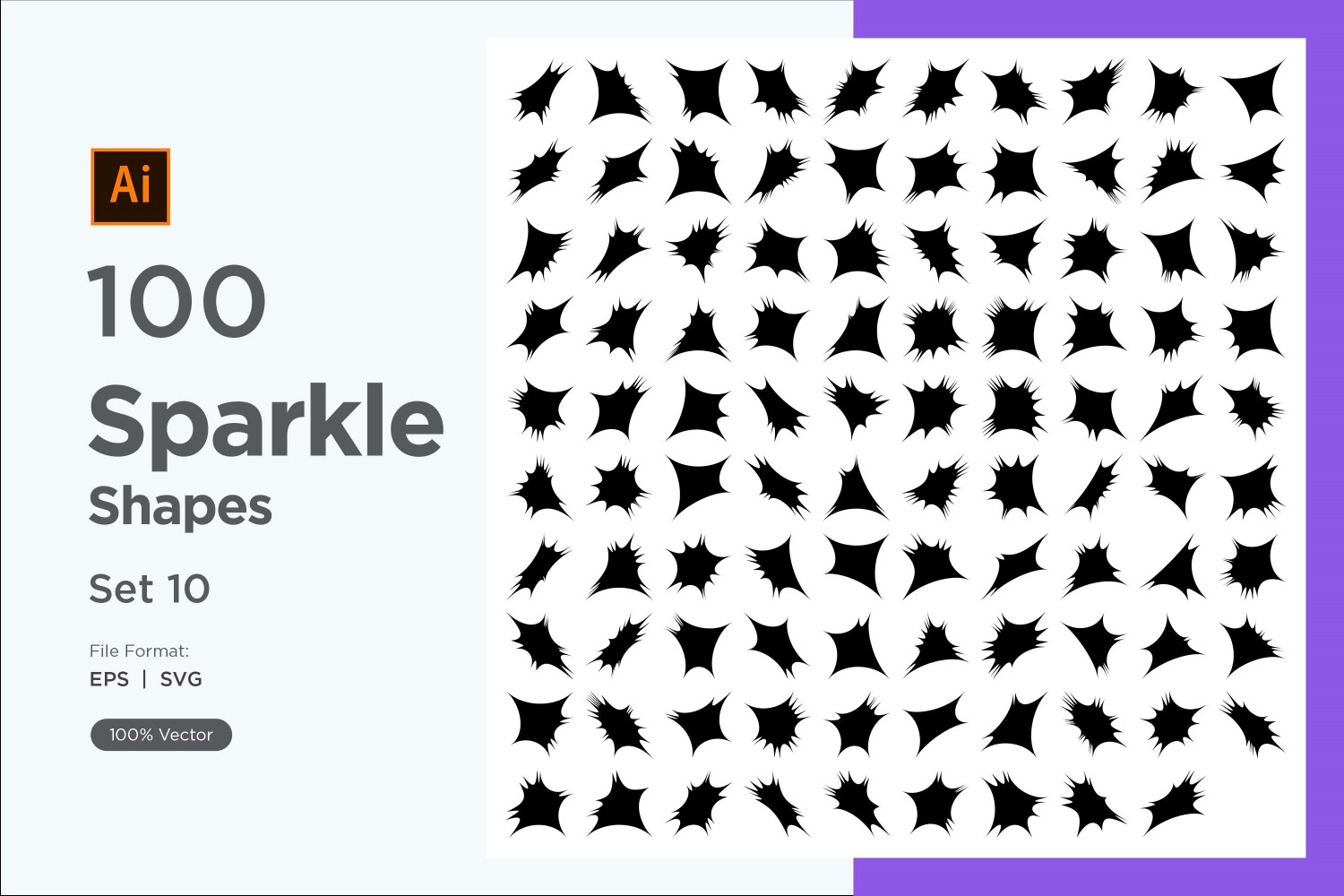 Sparkle shape symbol sign Set 100-V-10