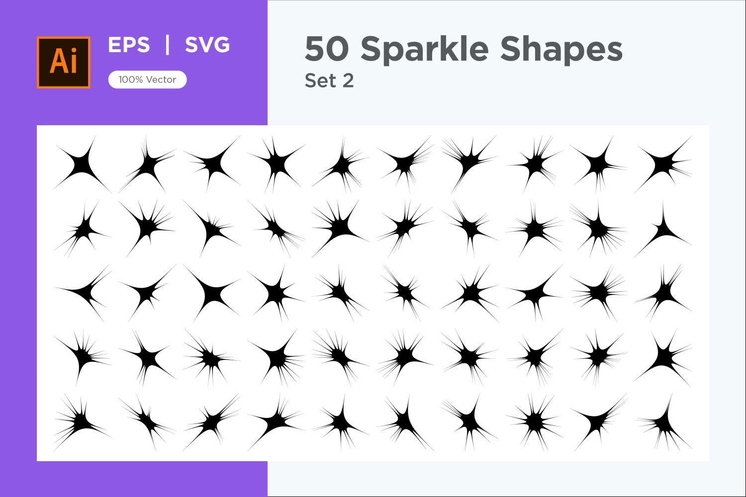 Sparkle shape symbol sign Set 50-V2 -2