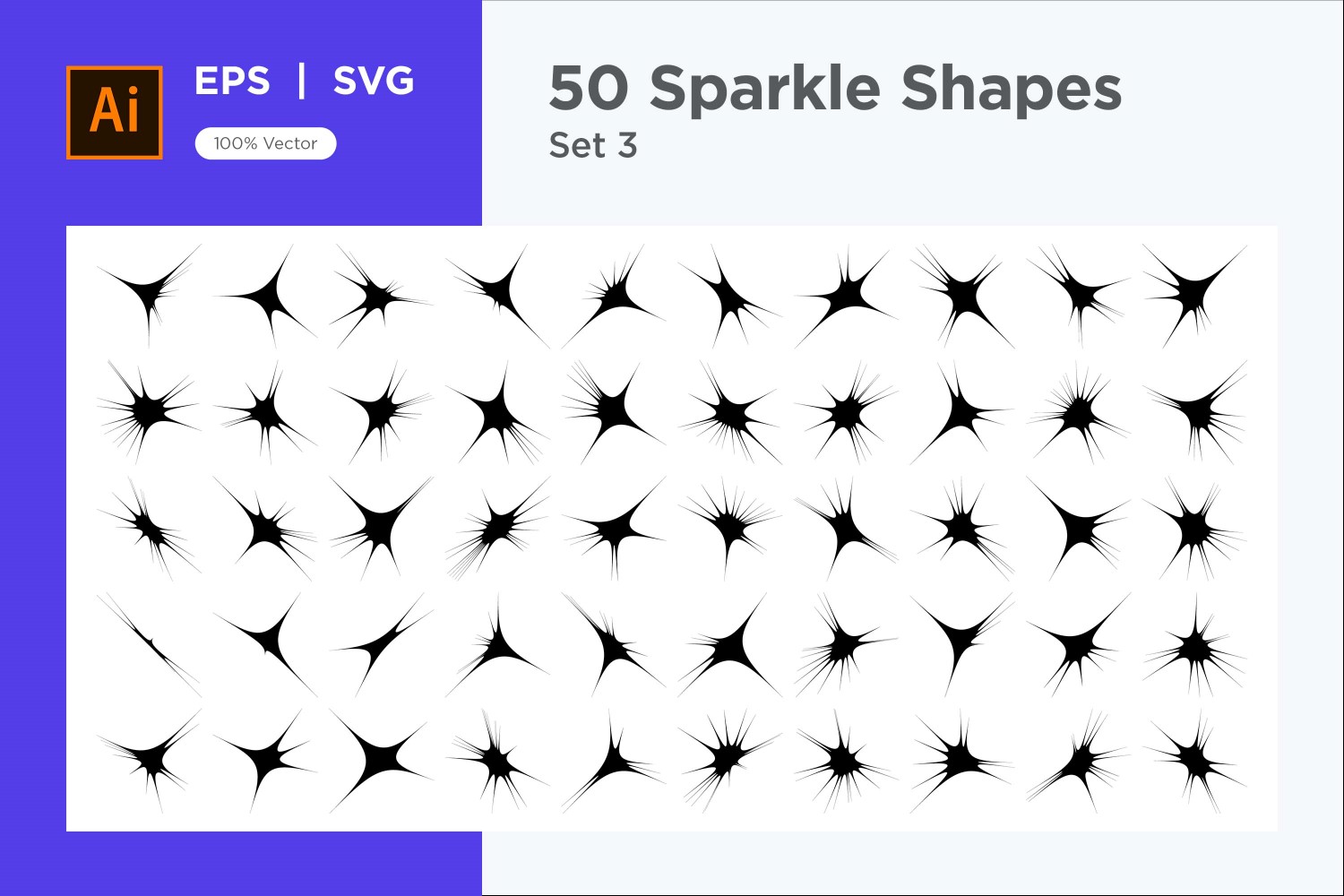 Sparkle shape symbol sign Set 50-V2-3