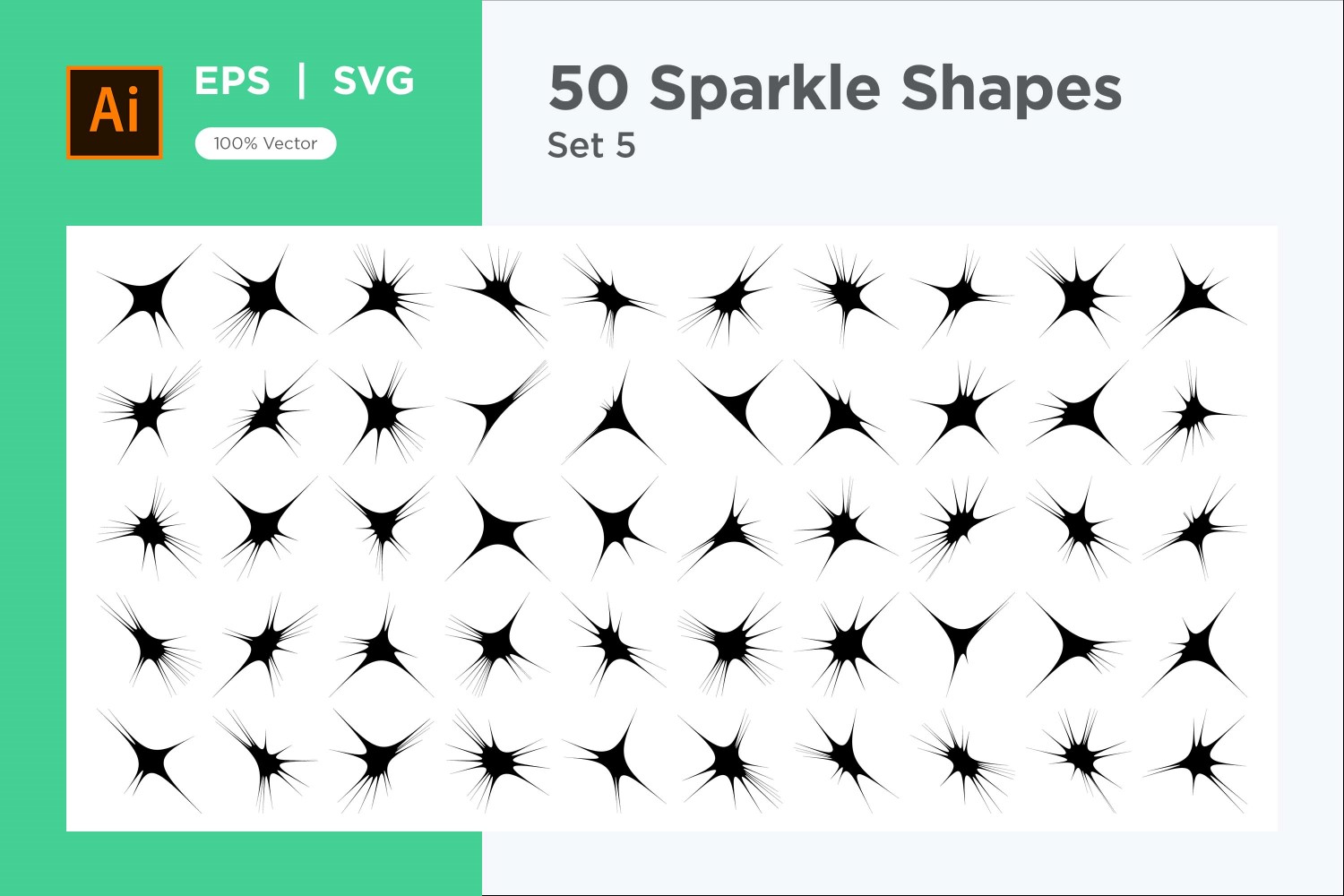 Sparkle shape symbol sign Set 50-V2-5