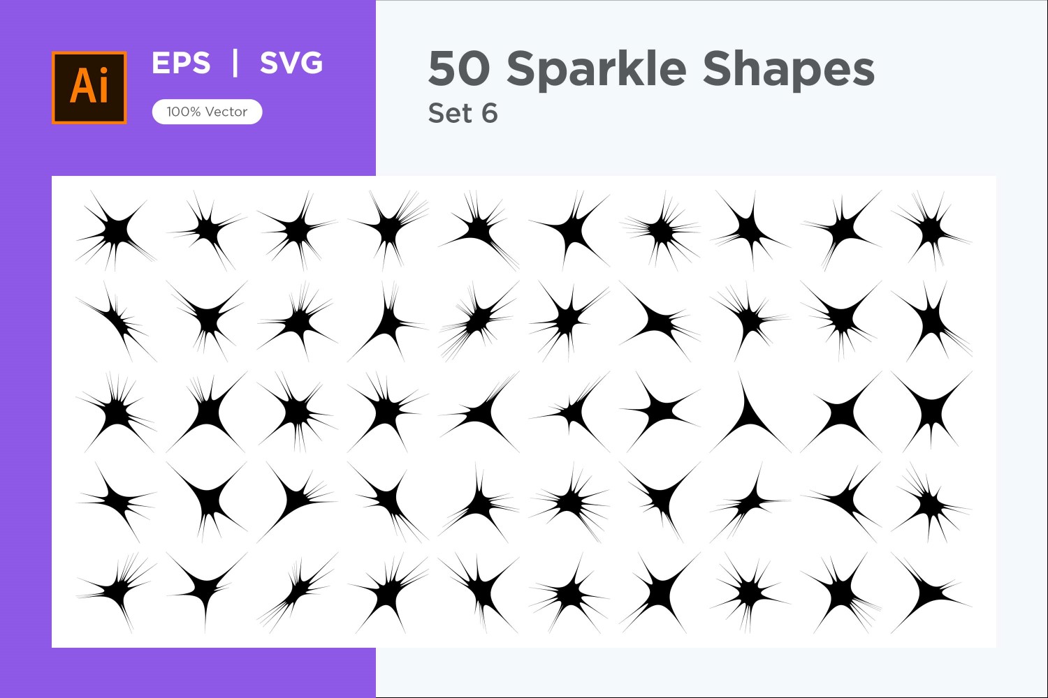 Sparkle shape symbol sign Set 50-V2-6