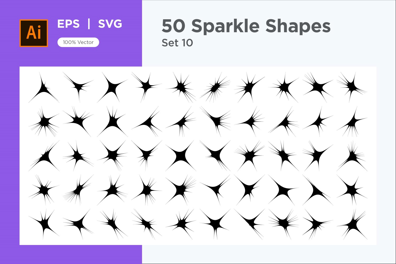 Sparkle shape symbol sign Set 50-V2-10