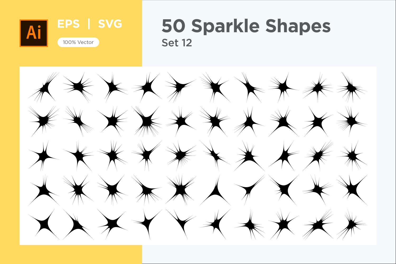 Sparkle shape symbol sign Set 50-V2-12