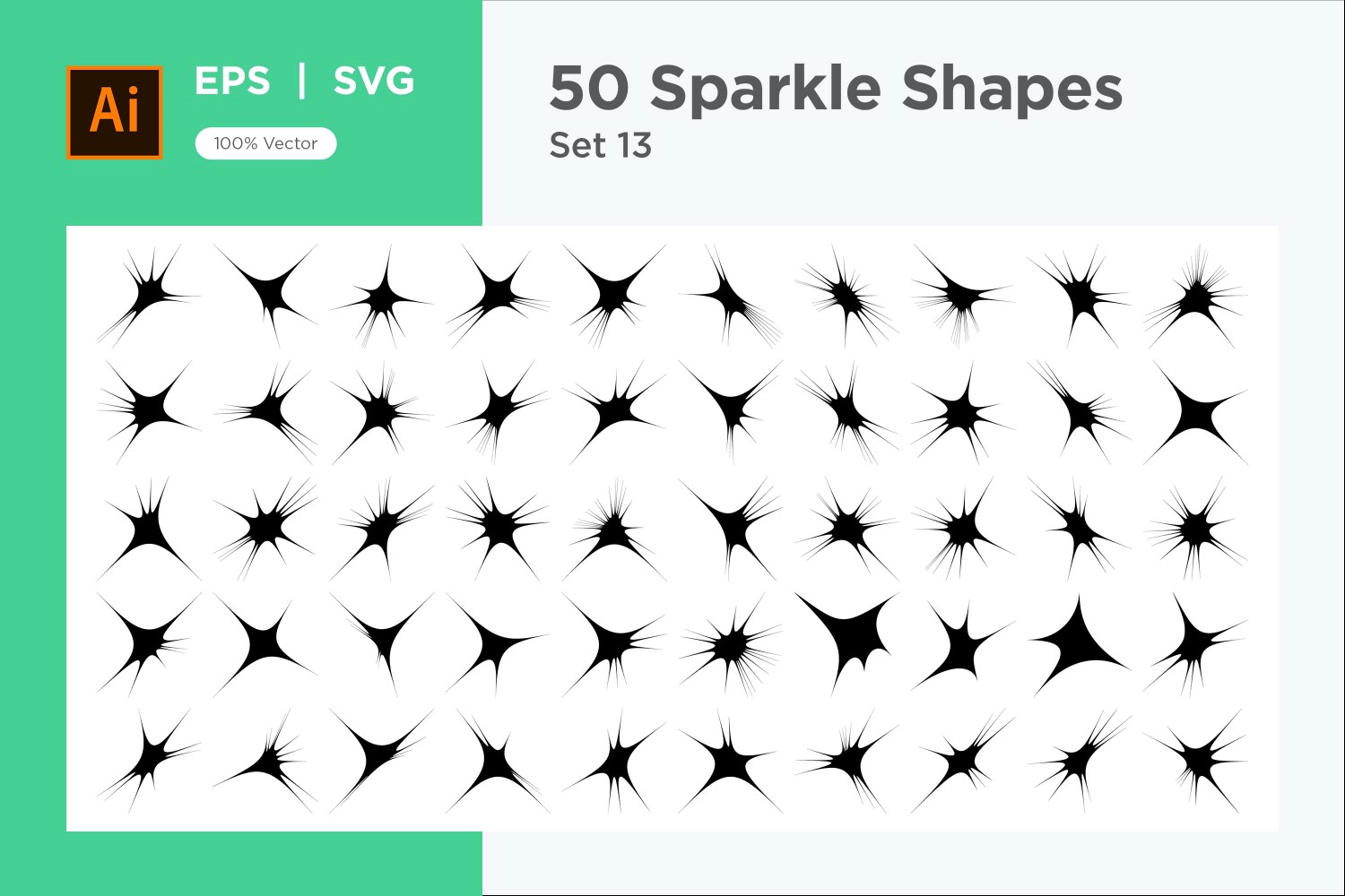 Sparkle shape symbol sign Set 50-V2-13