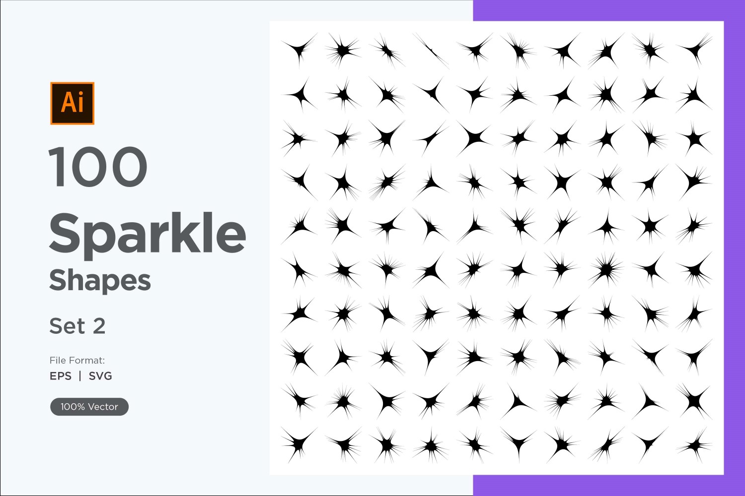 Sparkle shape symbol sign Set 100-V2-2