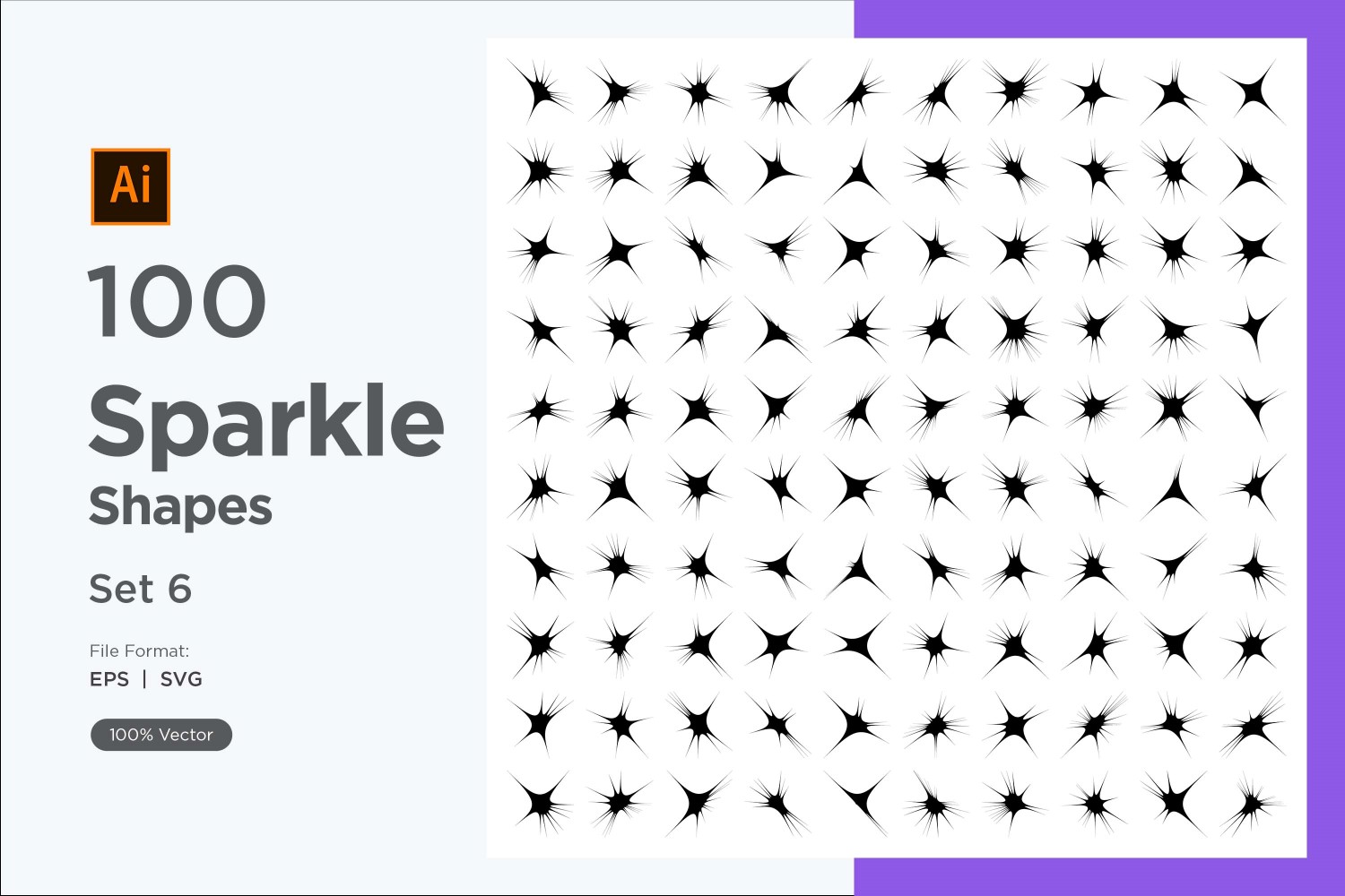 Sparkle shape symbol sign Set 100-V2-6