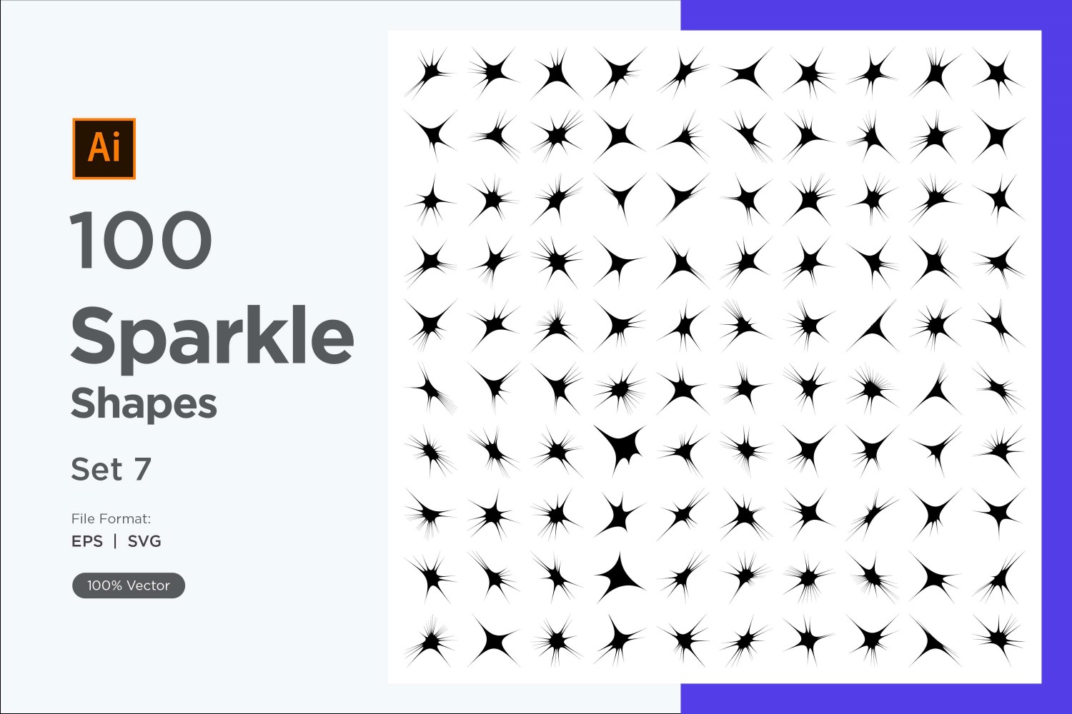 Sparkle shape symbol sign Set 100-V2-7