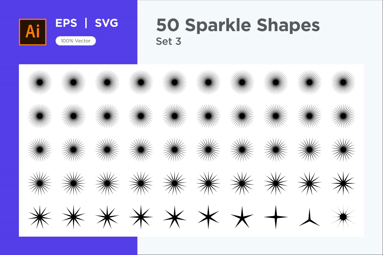 Sparkle shape symbol sign Set 50-V3-3