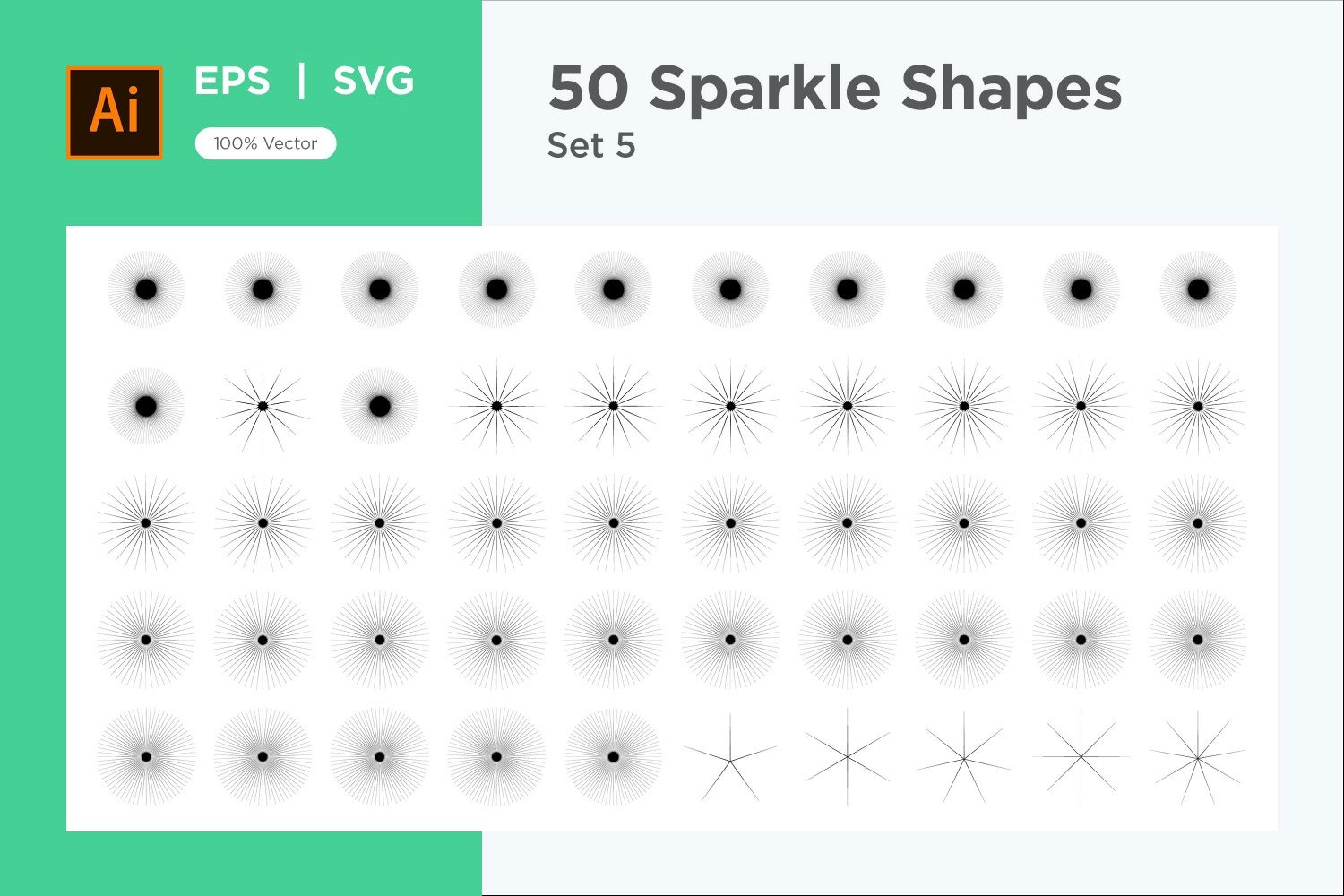 Sparkle shape symbol sign Set 50-V3-5