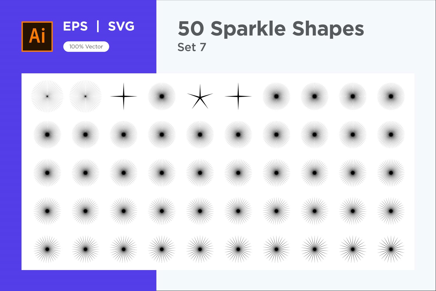 Sparkle shape symbol sign Set 50-V3-7