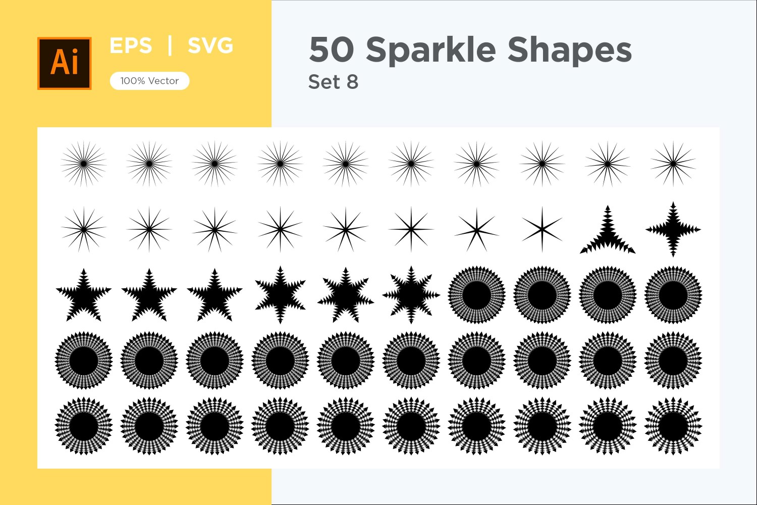 Sparkle shape symbol sign Set 50-V3-8