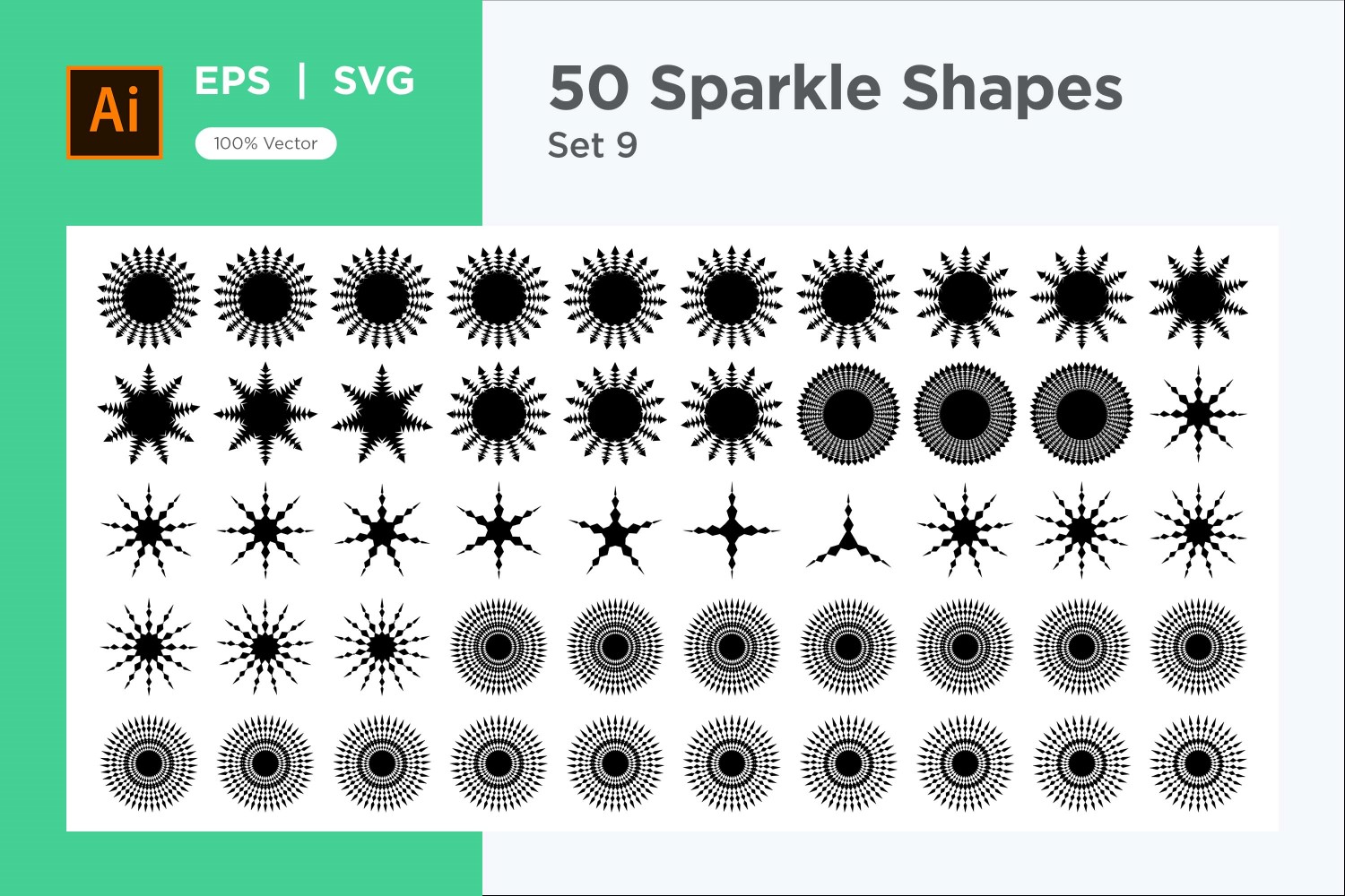 Sparkle shape symbol sign Set 50-V3-9