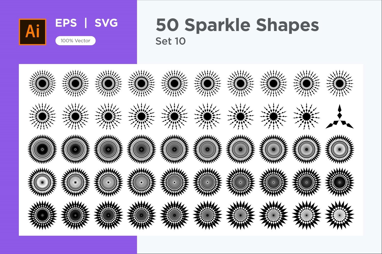 Sparkle shape symbol sign Set 50-V3-10