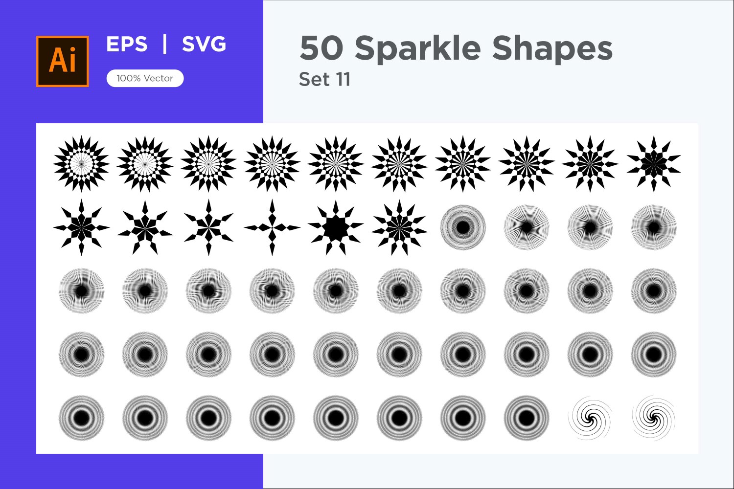 Sparkle shape symbol sign Set 50-V3-11