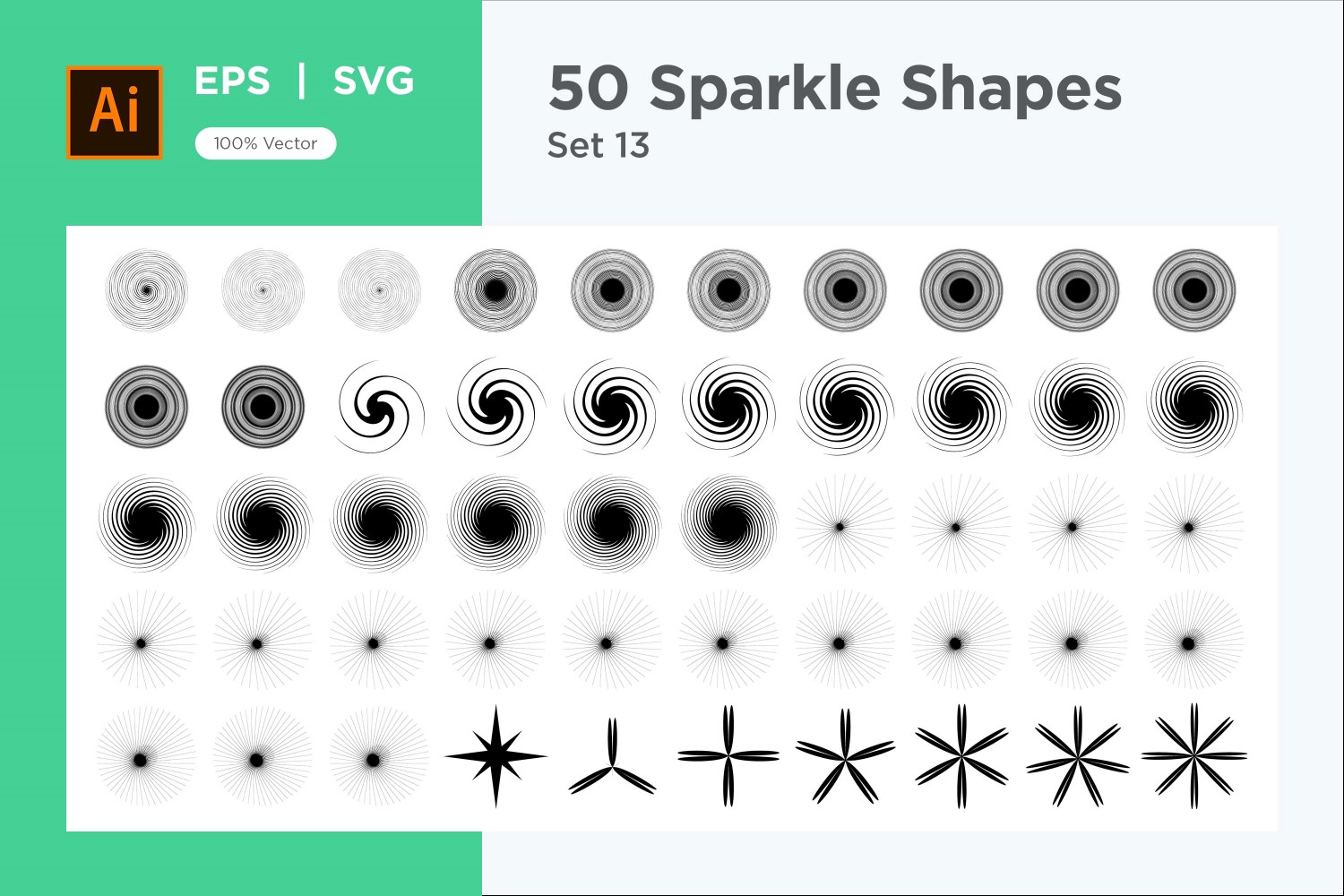 Sparkle shape symbol sign Set 50-V3-13