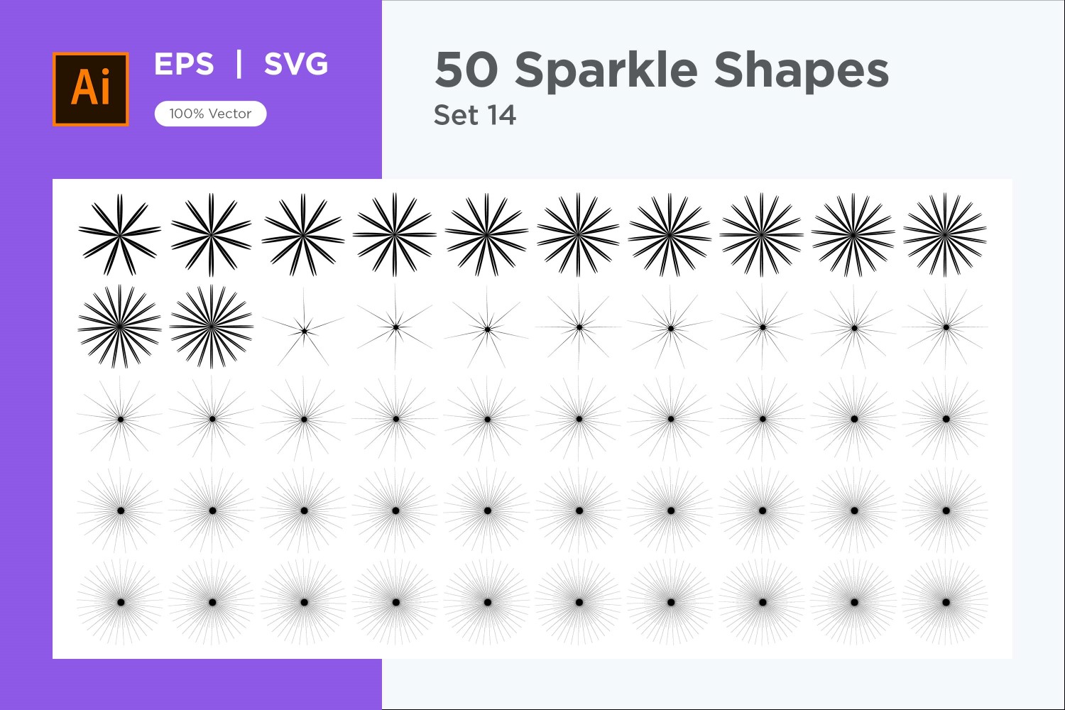 Sparkle shape symbol sign Set 50-V3-14