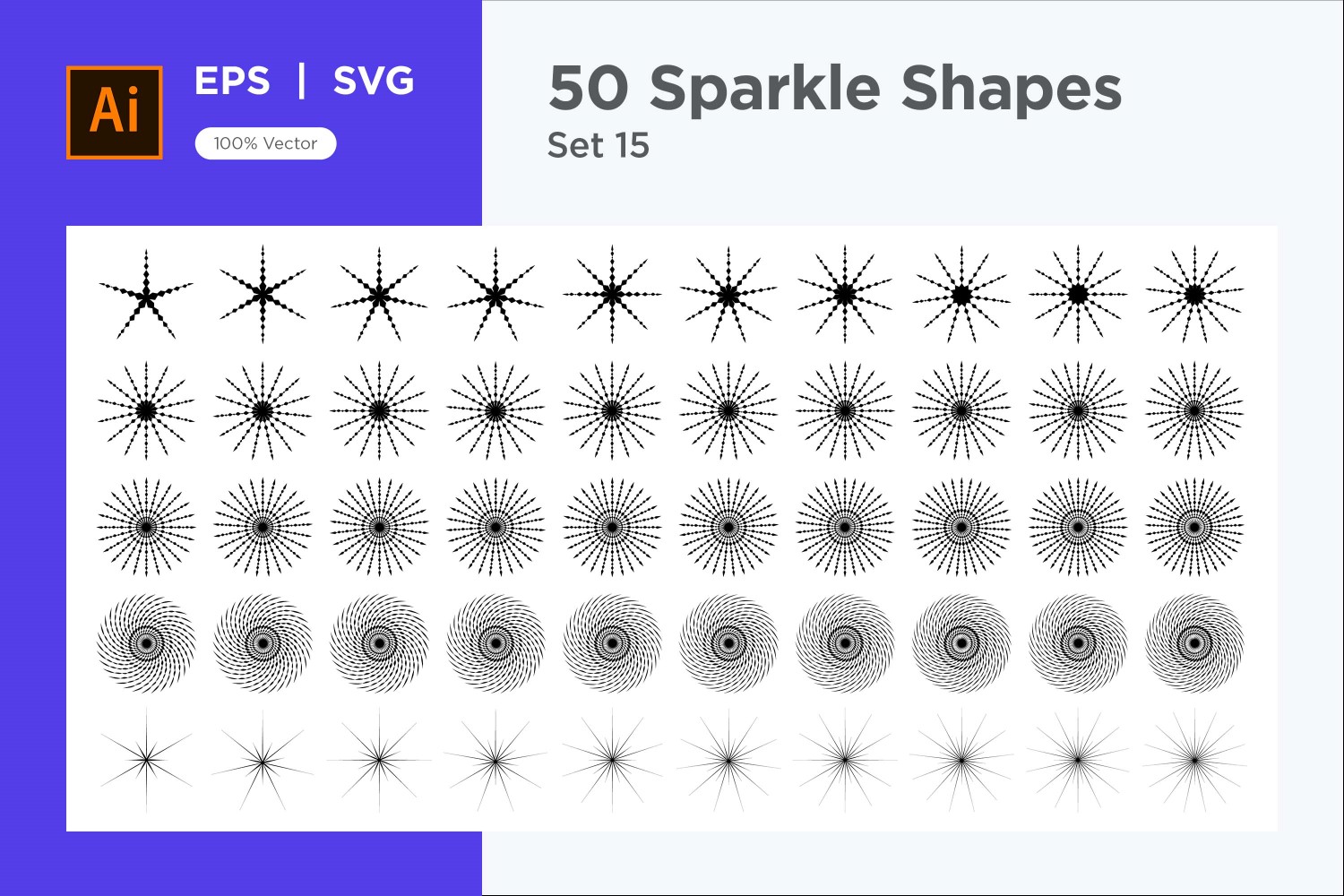 Sparkle shape symbol sign Set 50-V3-15