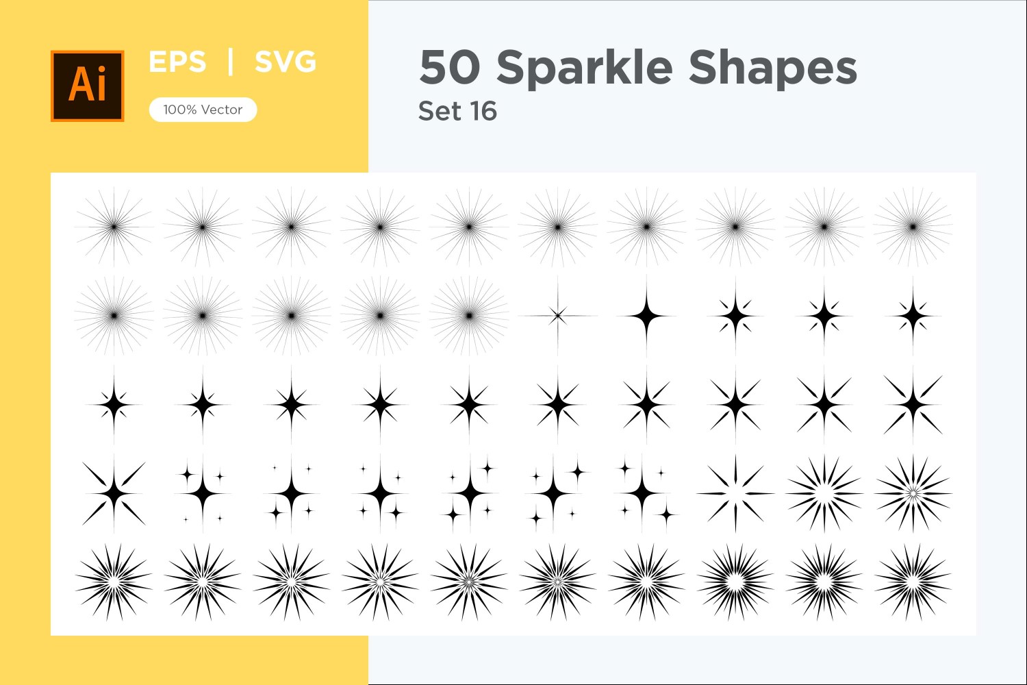 Sparkle shape symbol sign Set 50-V3-16