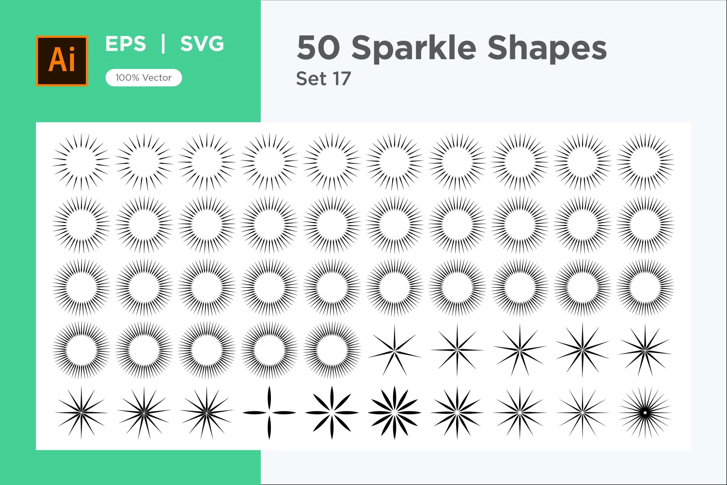 Sparkle shape symbol sign Set 50-V3-17