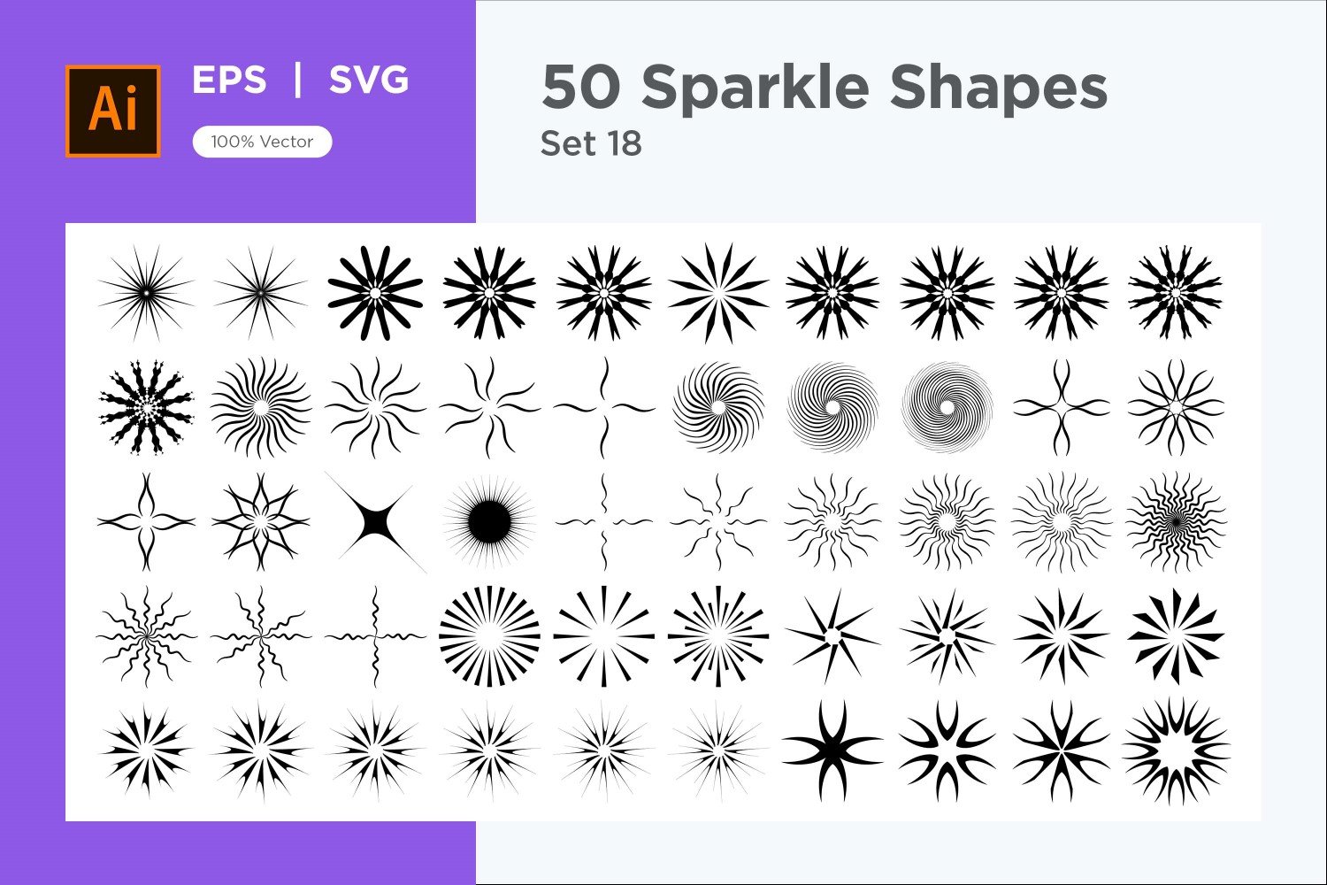 Sparkle shape symbol sign Set 50-V3-18