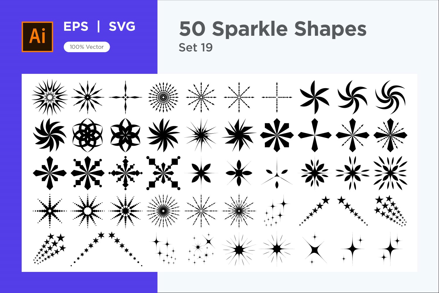 Sparkle shape symbol sign Set 50-V3-19