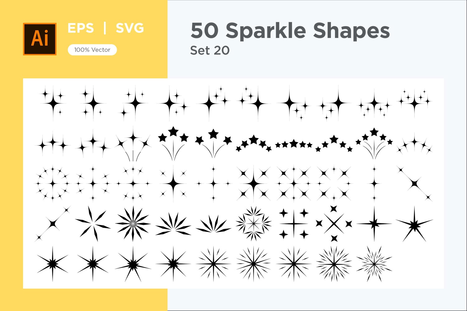 Sparkle shape symbol sign Set 50-V3-20