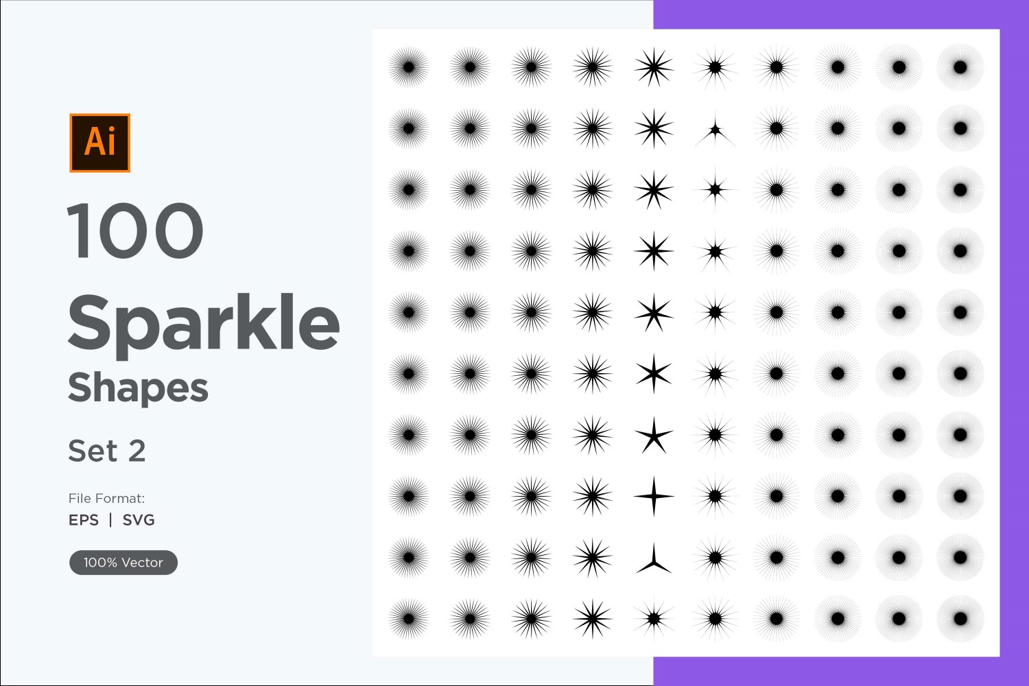 Sparkle shape symbol sign Set 100-V3-2