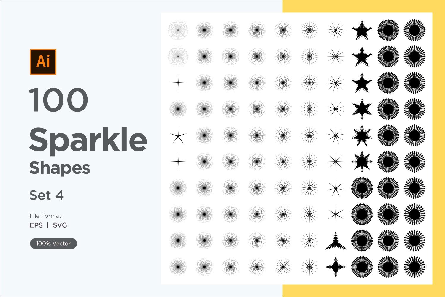 Sparkle shape symbol sign Set 100-V3-4