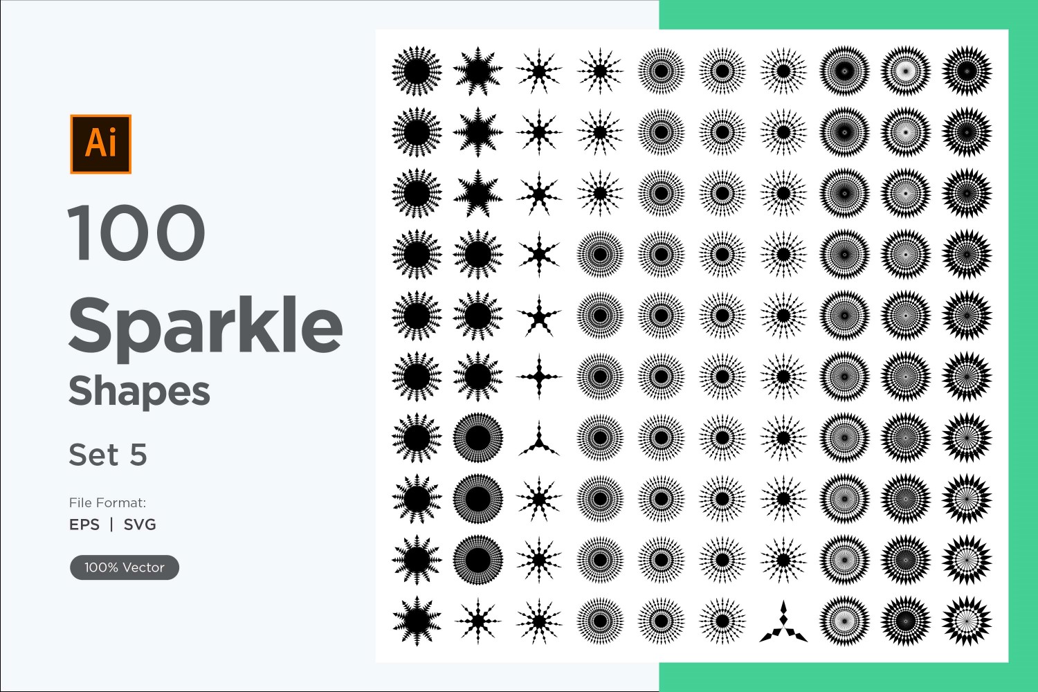 Sparkle shape symbol sign Set 100-V3-5