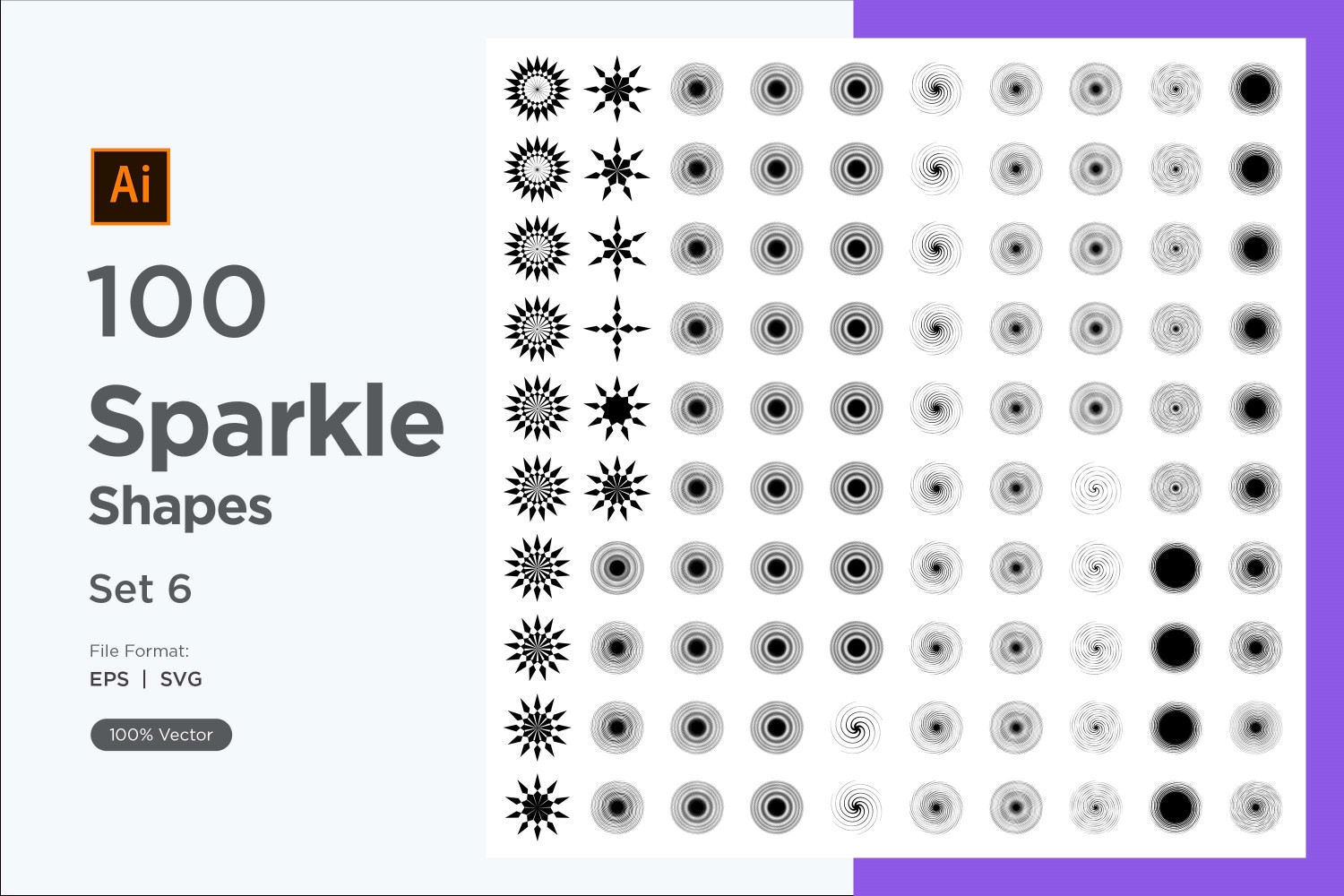 Sparkle shape symbol sign Set 100-V3-6