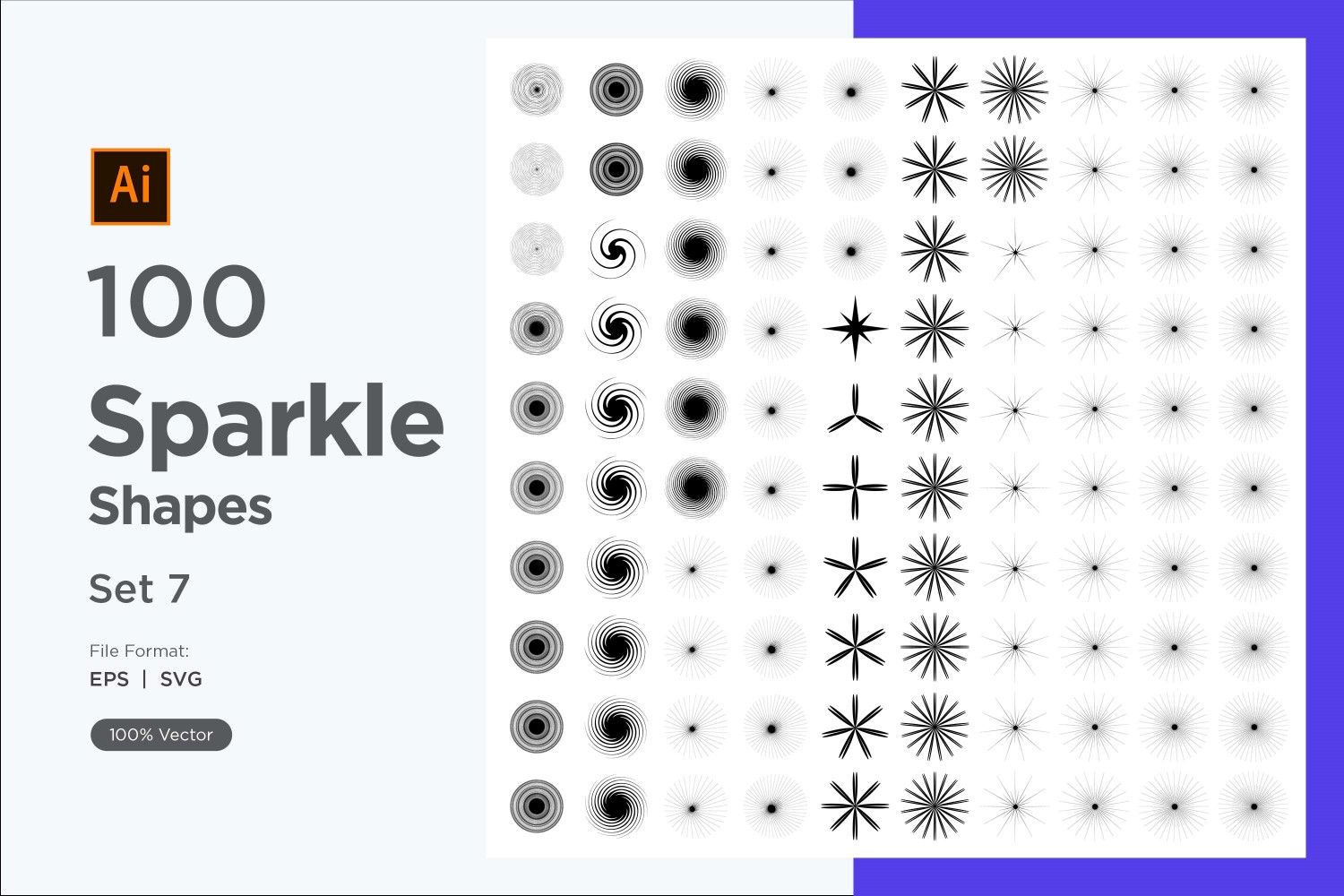 Sparkle shape symbol sign Set 100-V3-7